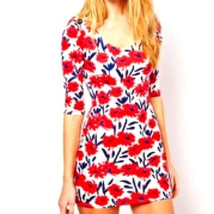 People Tree Red Floral Dress UK 10 = US 6